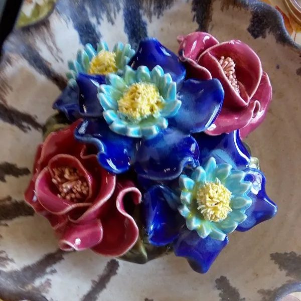 Purple and blue Ceramic Flowers